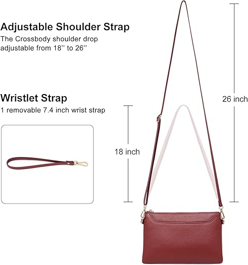 Bolso Rojo Vino Cuero Genuino