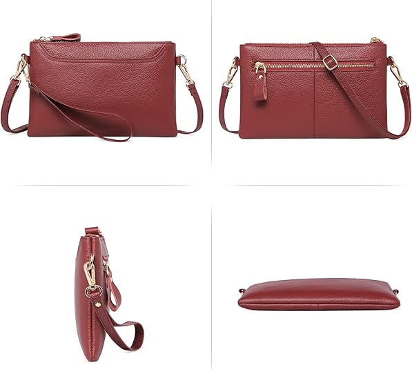 Bolso Rojo Vino Cuero Genuino