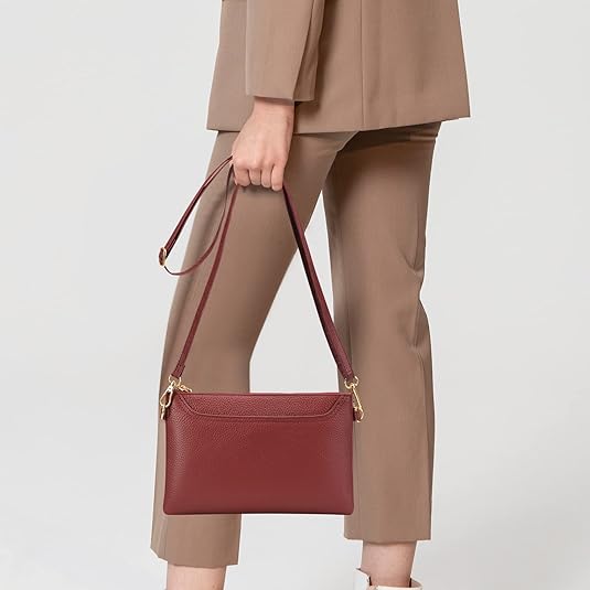 Bolso Rojo Vino Cuero Genuino