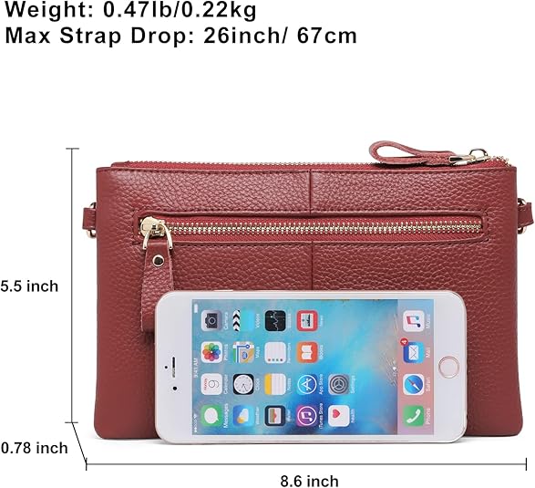 Bolso Rojo Vino Cuero Genuino