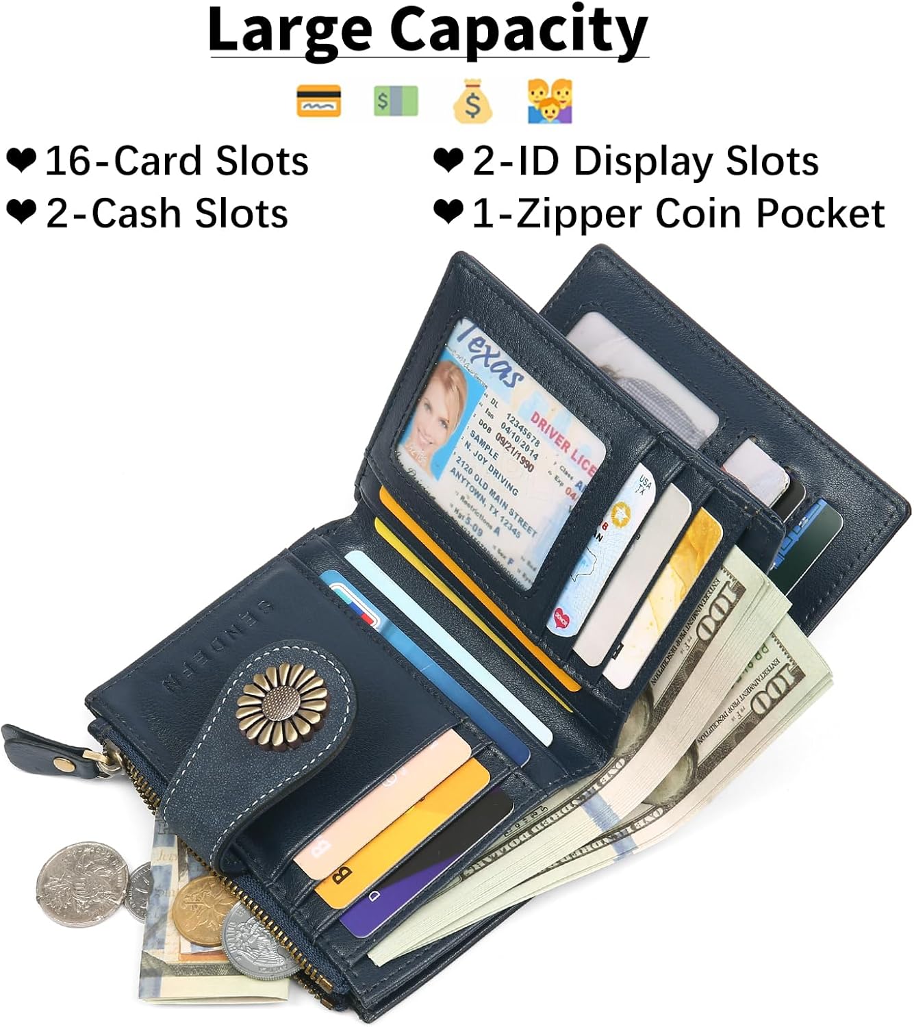 Billetera Azul Indigo Pequeña Cuero Genuino Envío a todo Costa Rica - Lupita and Prudence Costa Rica