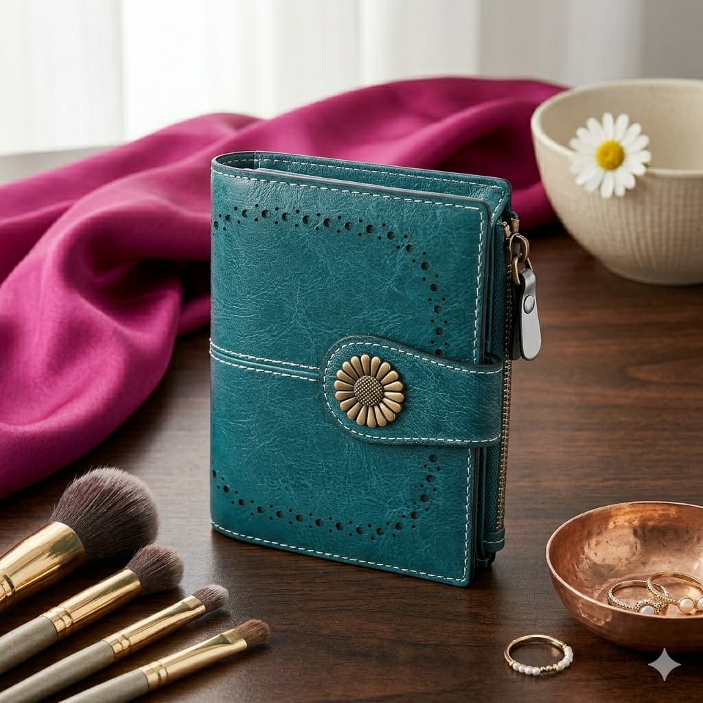 Billetera Navy Pequeña Cuero Genuino