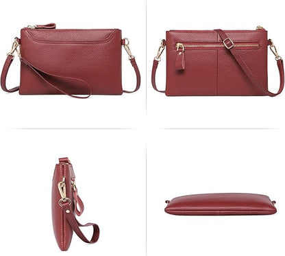 Bolso Rojo Vino Cuero Genuino