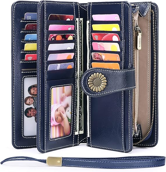 Billetera Azul Marino Cuero Genuino. Envío todo Costa Rica - Lupita and Prudence Costa Rica