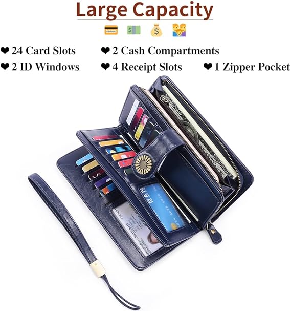 Billetera Azul Marino Cuero Genuino. Envío todo Costa Rica - Lupita and Prudence Costa Rica