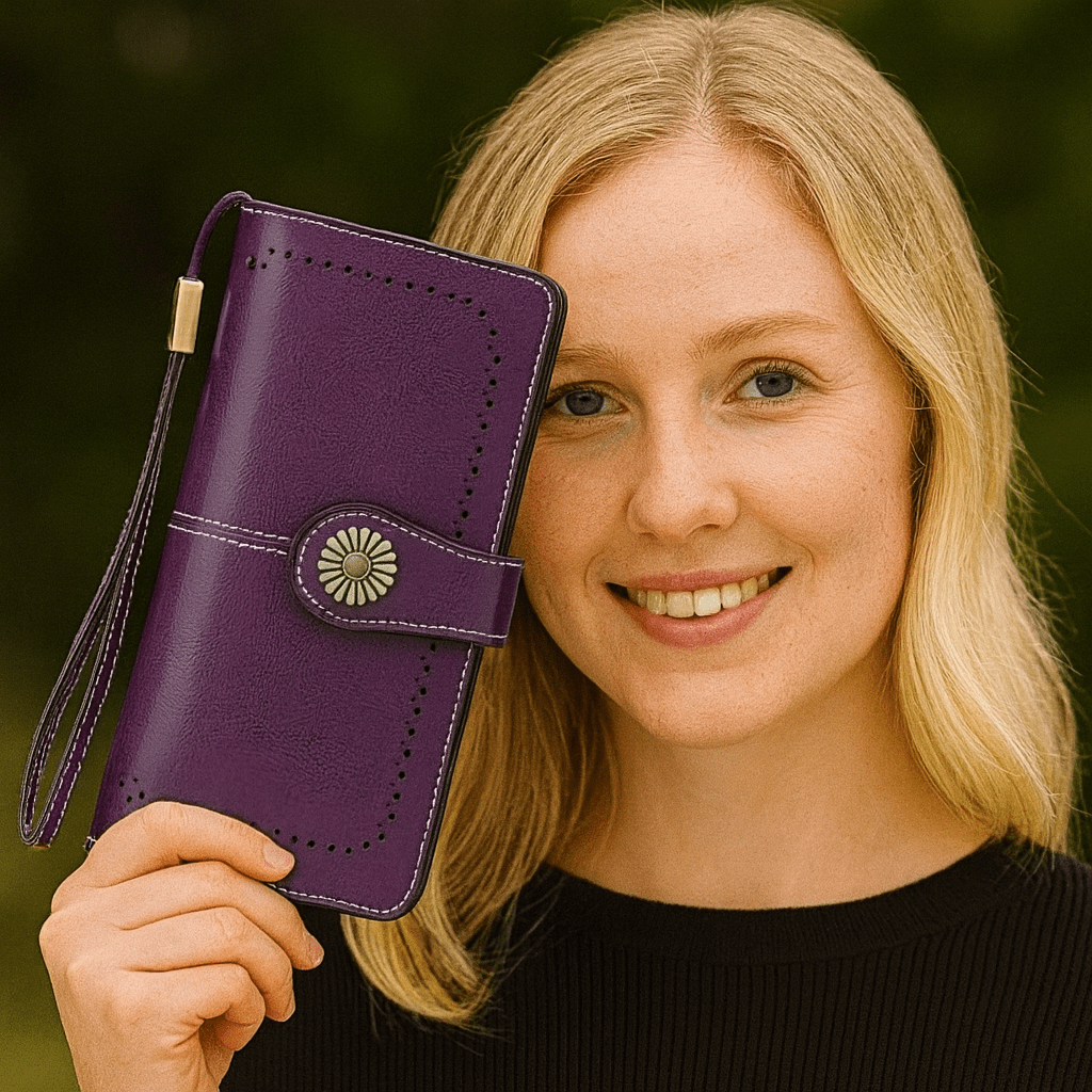 Billetera Morada 100% Cuero Genuino. Envío todo Costa Rica - Lupita and Prudence Costa Rica