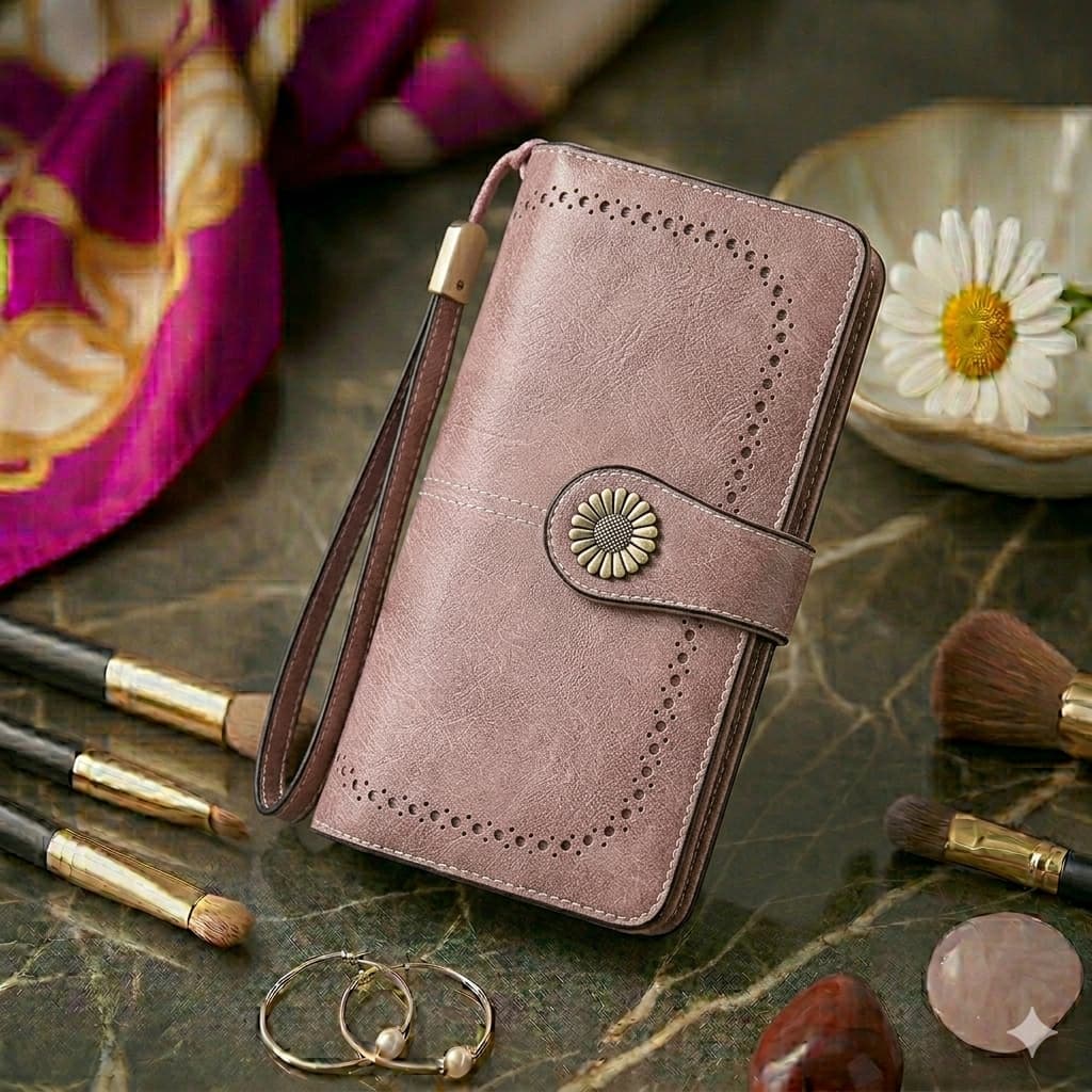 Billetera Rosa Malva 100% Cuero Genuino