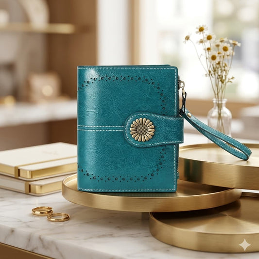Billetera Navy Pequeña Cuero Genuino