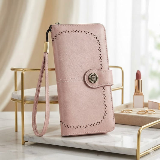 Billetera para Mujer Rosa. Cuero Sintético